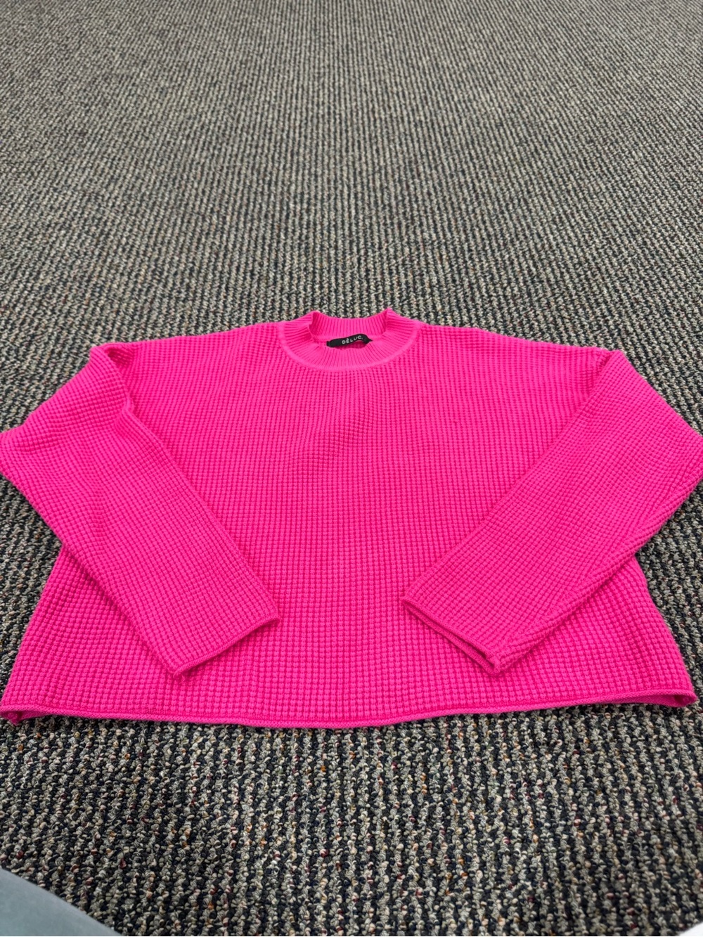 Deluc Neon Pink Crewneck Waffle Knit Sweater